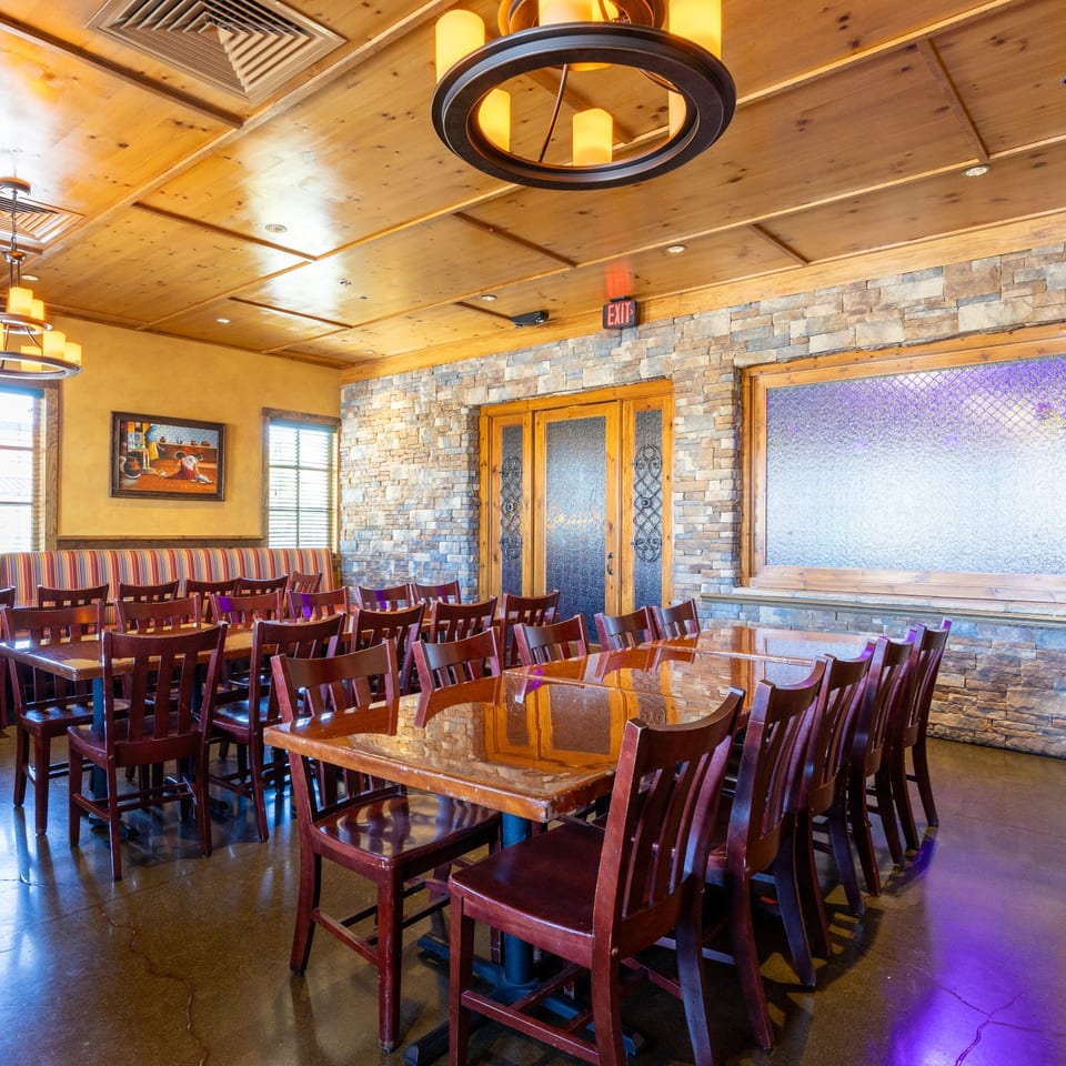 Banquet seating with stone walls at The Summit