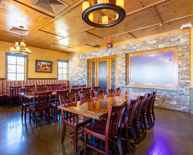 Banquet seating with stone walls at The Summit